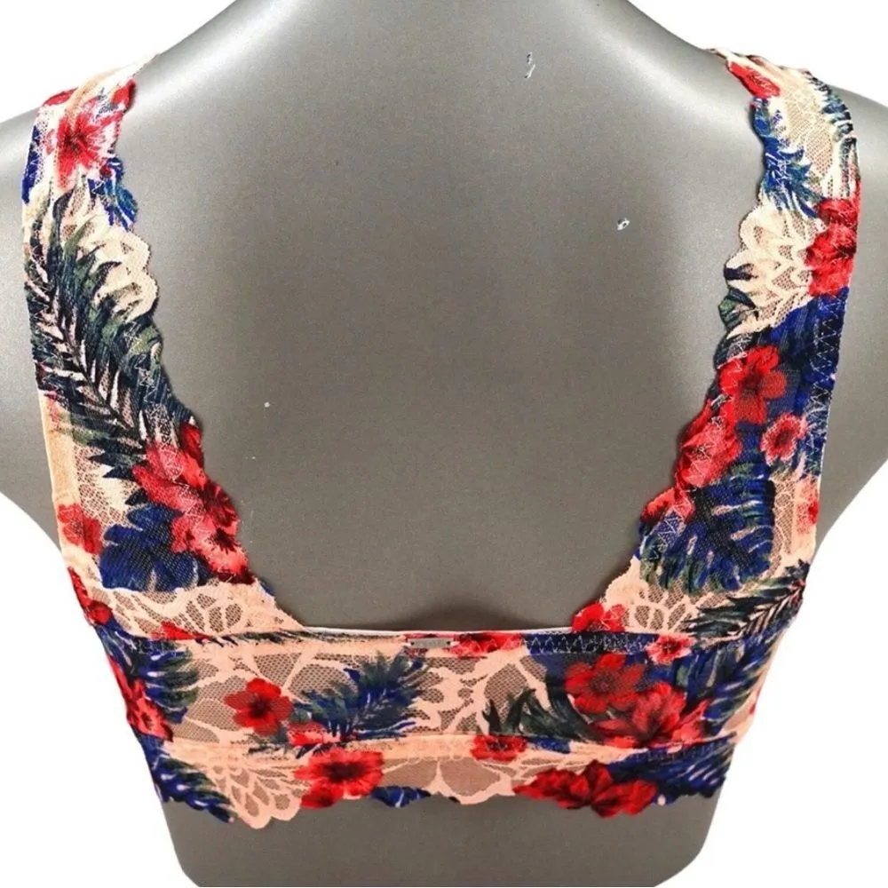 Pink Victorias Secrets floral lace high neck bralette - Image 2