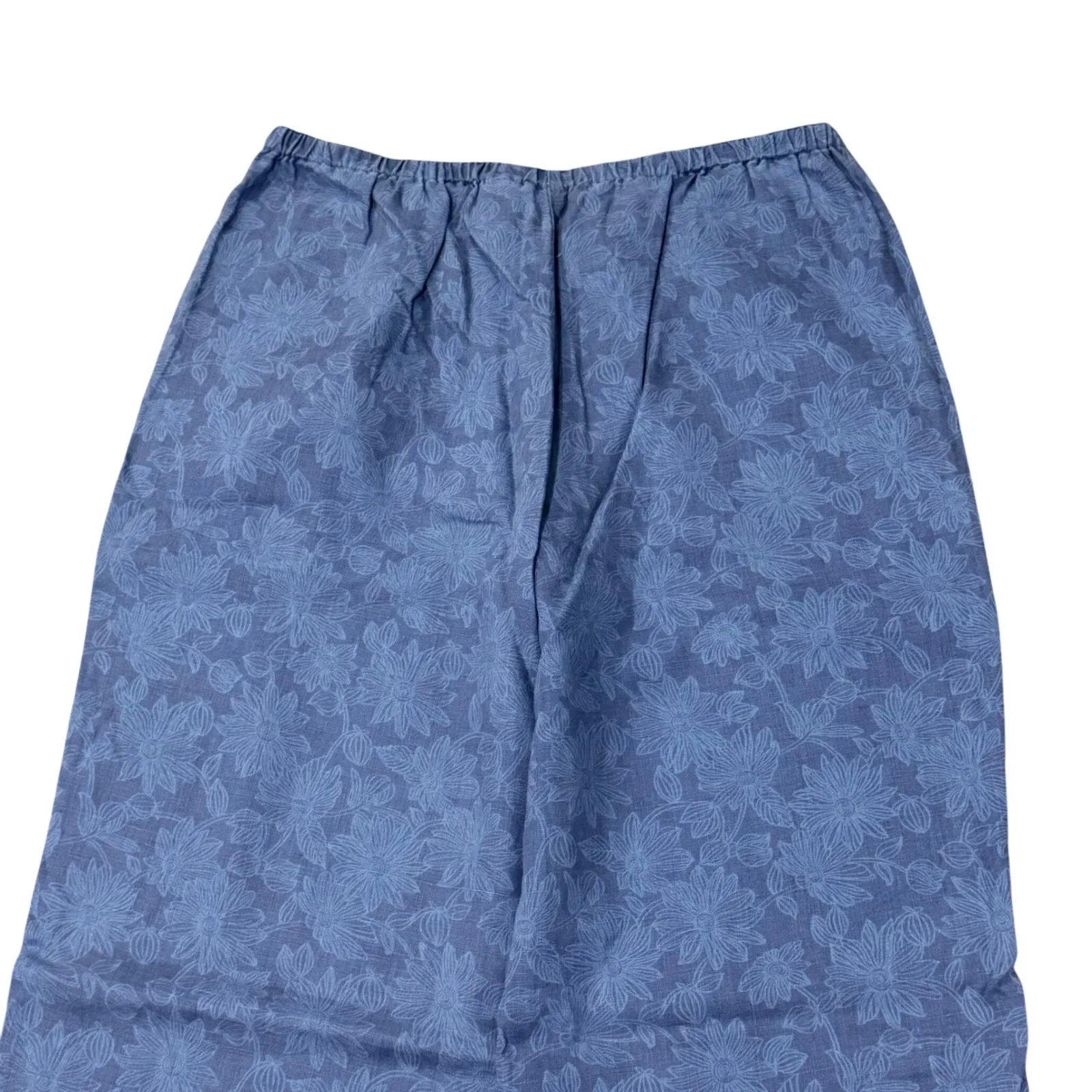 LL Bean Floral Print Pants Womens 16M/Tall Blue High Rise Trousers - Image 5