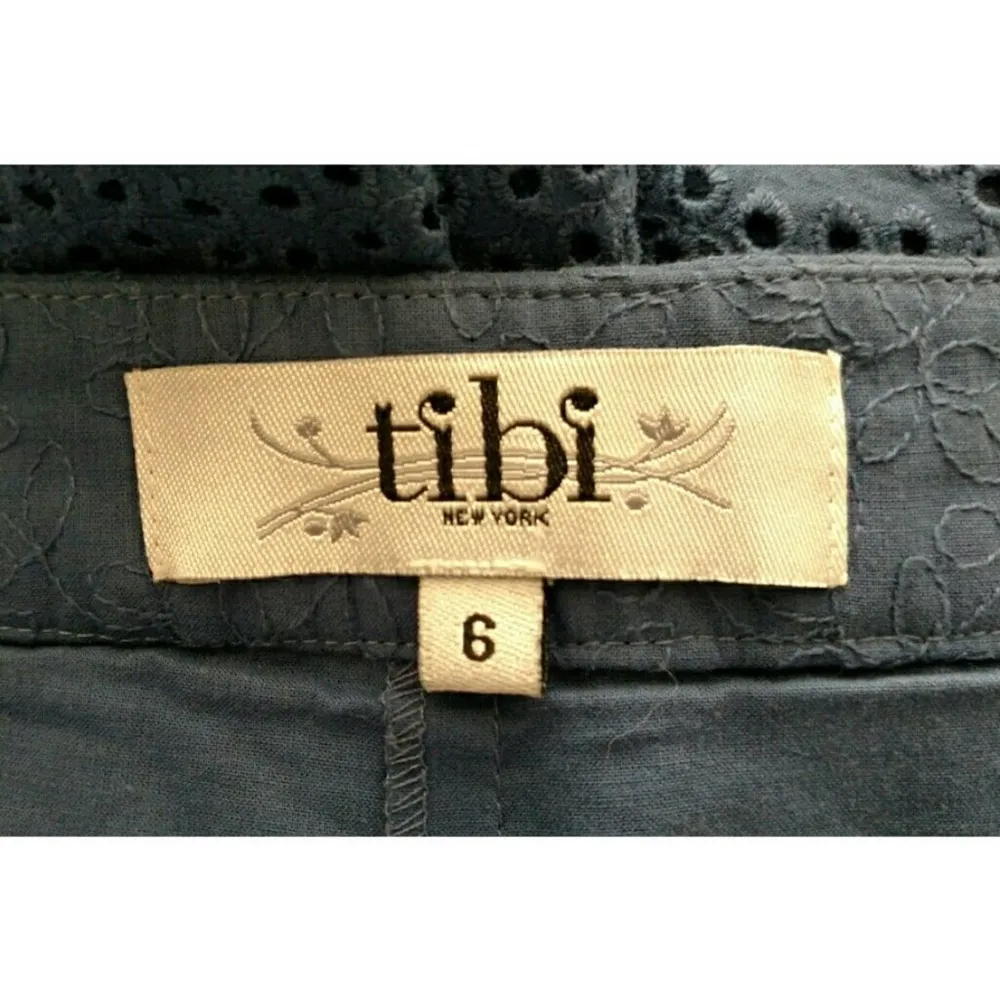 Tibi Cotton Eyelet Shorts Navy Blue 6 - Image 4