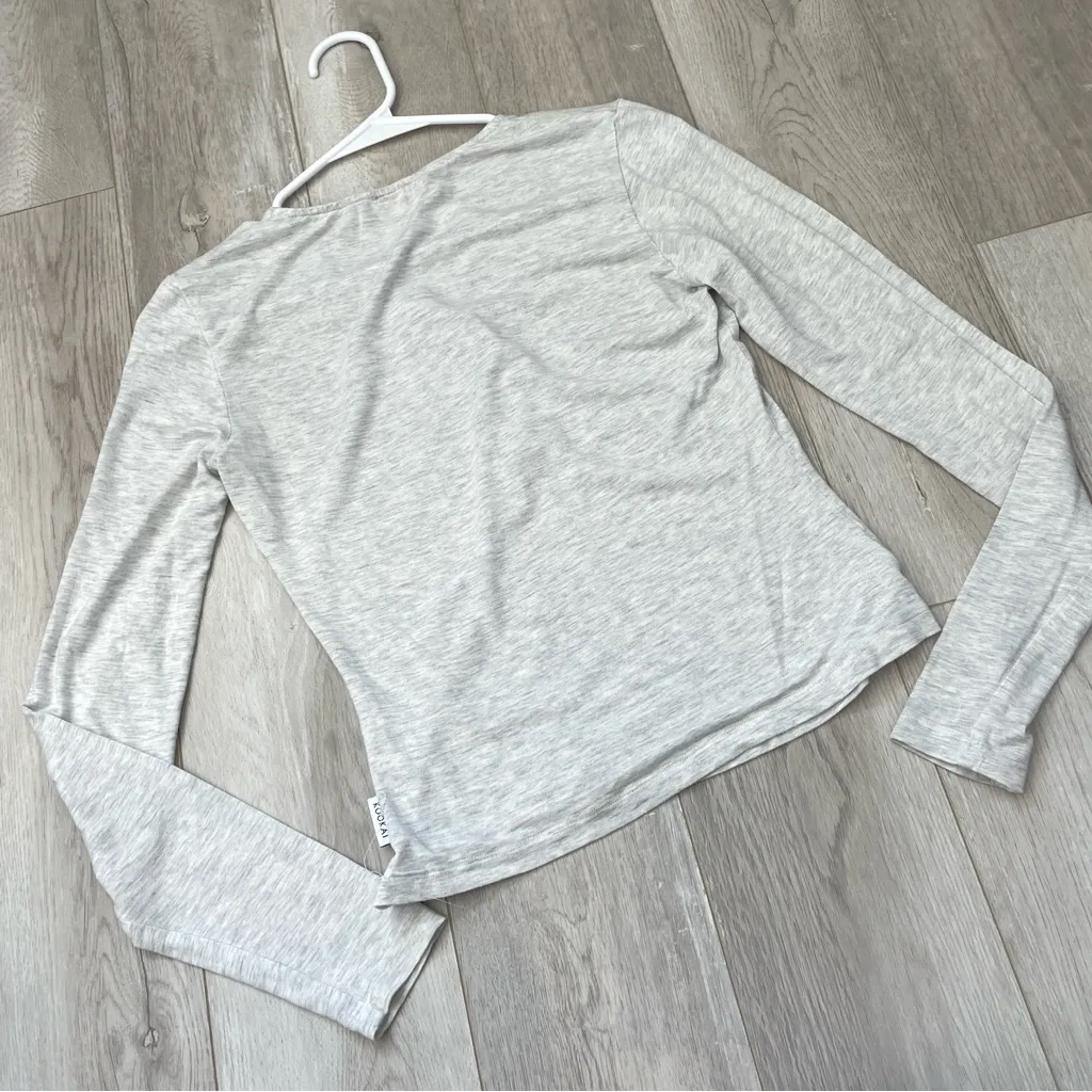 Kookai Pajama Top henley long sleeve womens Gray (size 4) loungewear stretch - Image 5