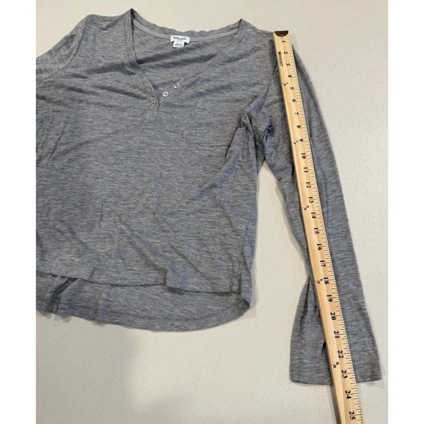 Splendid Top Womens Medium Grey Henley Cotton Stretch Y2K Layer Basic Minimalist - Image 5