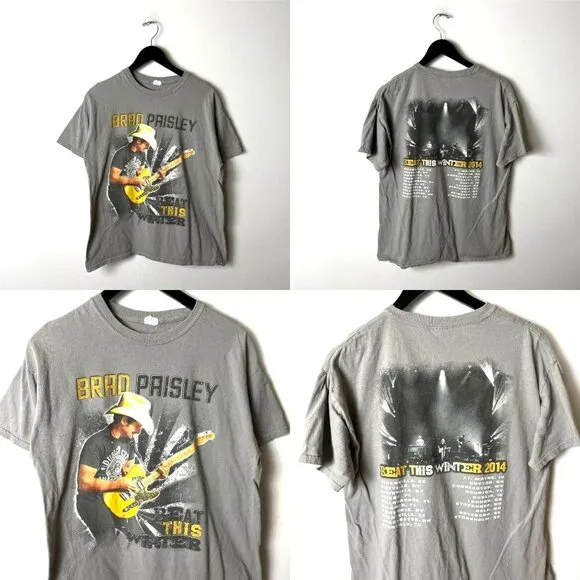 Brad Paisley Country Rock Music Tour Graphic T Shirt Medium Tee Unisex Fit Gray - Image 2