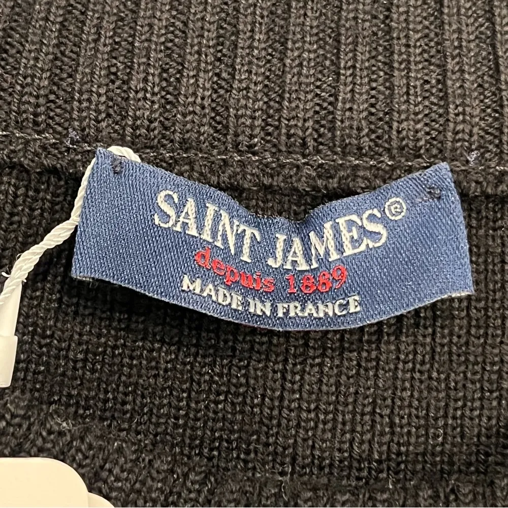 NEW Saint James Black Boatneck Button Shoulder Cable Knit Carnac Sweater Size undefined - Image 7