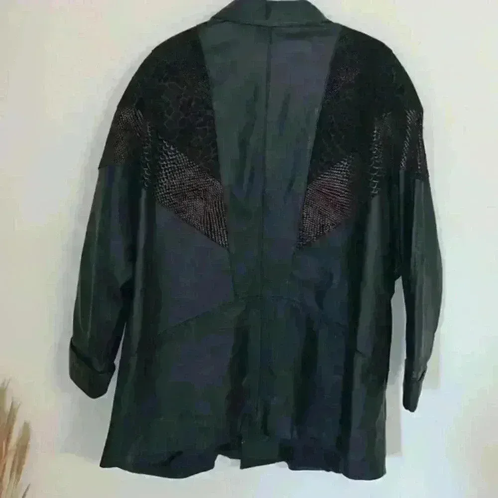 Vintage Venezia women’s size 1X leather long sleeve jacket Black - Image 11