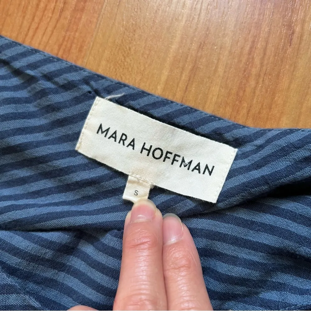 Mara Hoffman Stella One Shoulder Wrap Crop Top Blue Stripe Size Small - Image 6