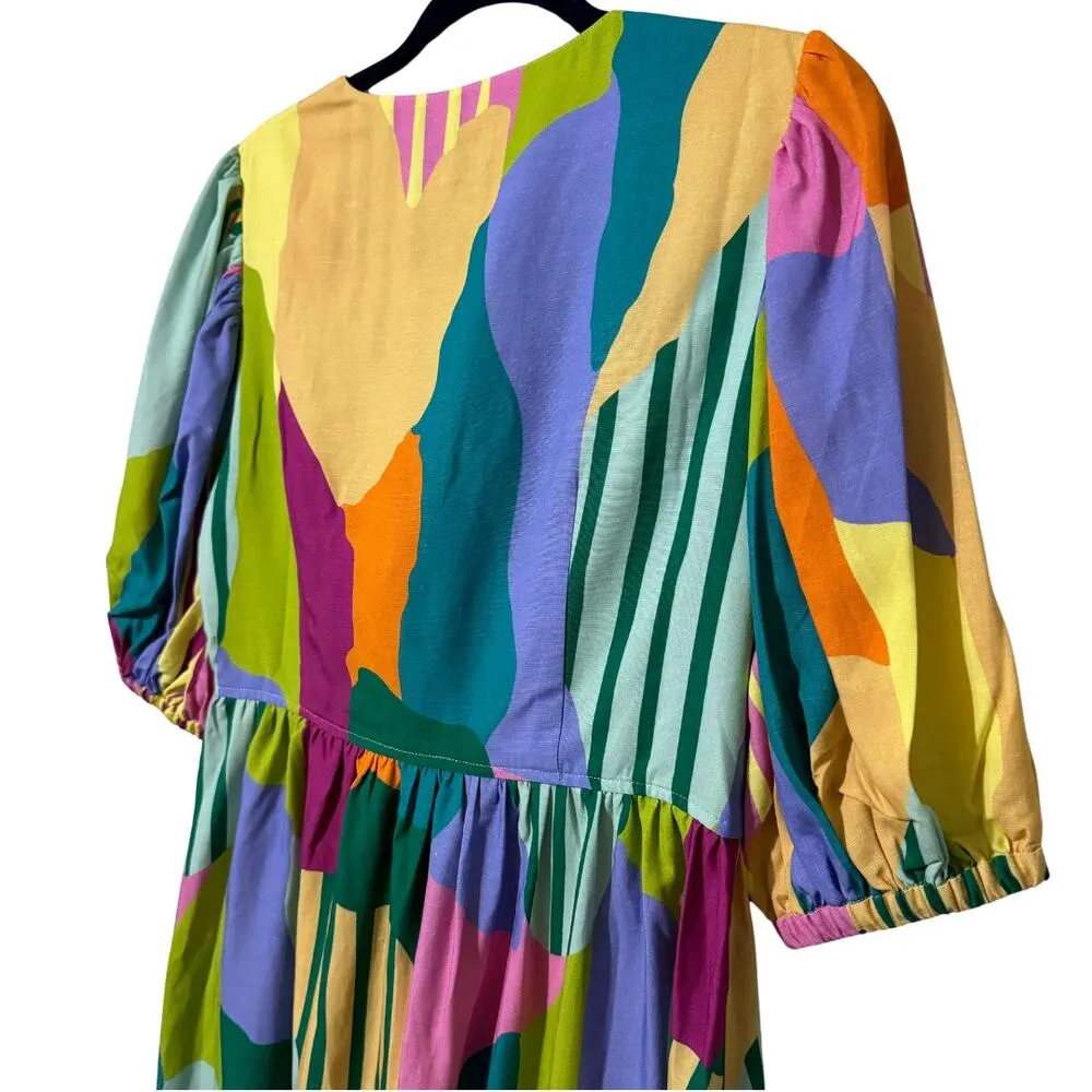 CROSBY by MOLLIE BURCH Emilie Dress Fields Tie Front Cutout Colorful Dress NWT S - Image 8