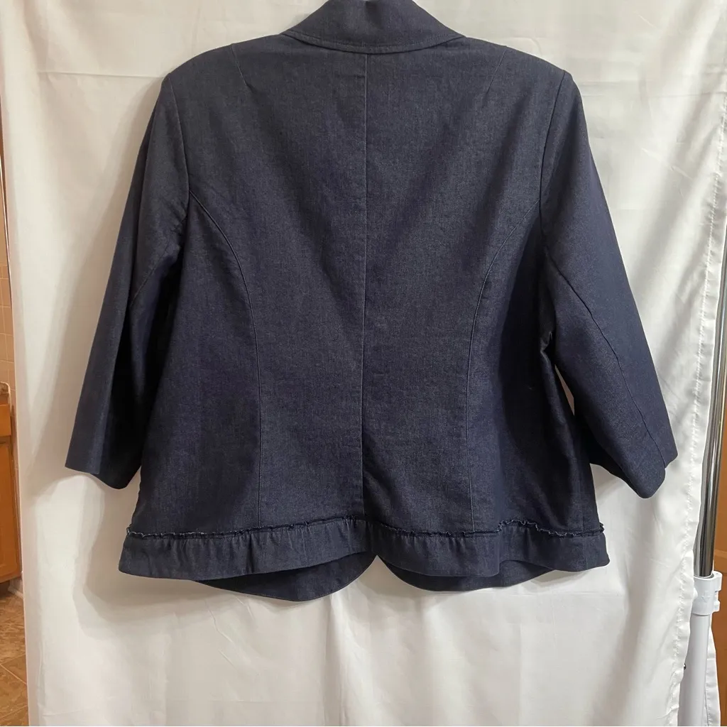 Lane Bryant 18 Denim Blazer Ruffles Career Office Work Business Casual - Image 5