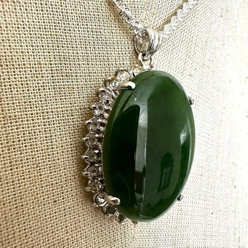 Jade rhinestone pendant necklace Green - Image 4
