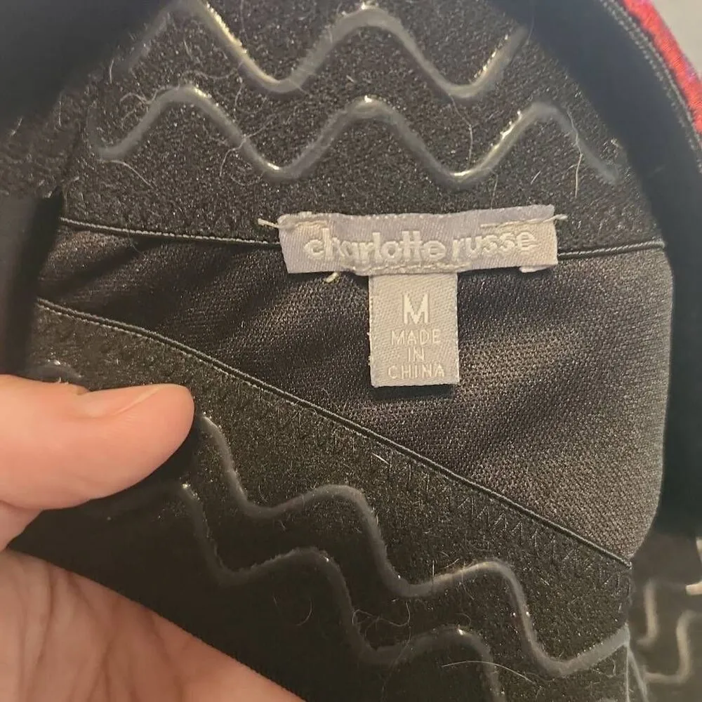 Charlotte Russe Size M Red Black Leopard Print Corset Style Crop Top - Image 3