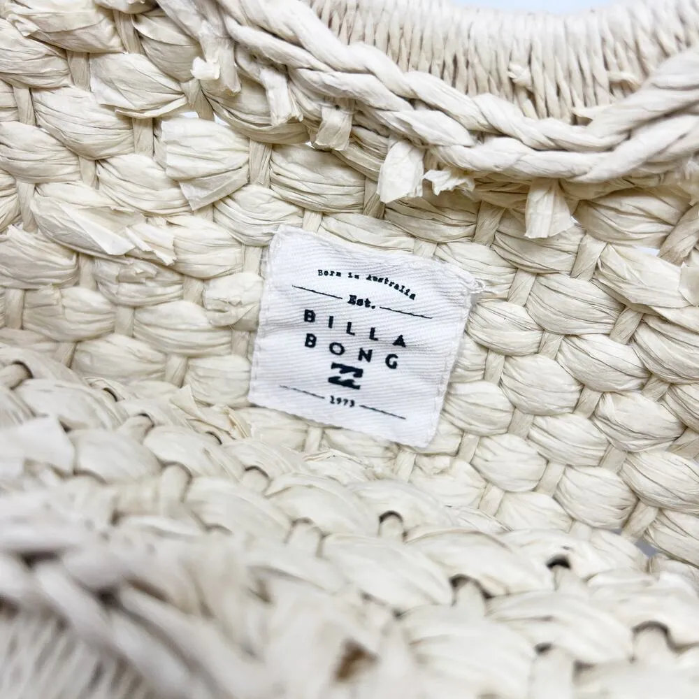 [Billabong] Natural Tan Straw Seaside Woven Top Handle Bag Beach Vacation Summer - Image 8
