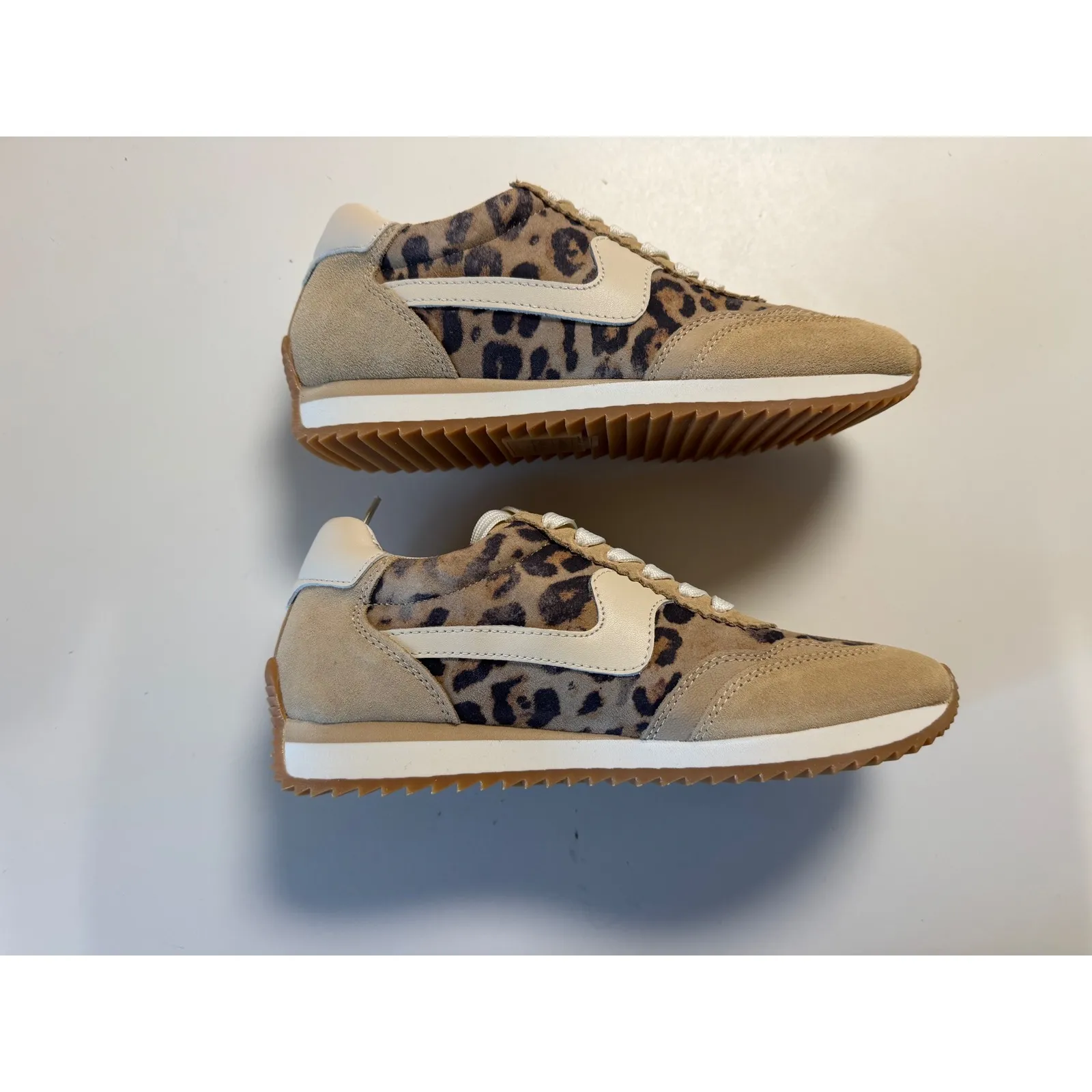 Dolce Vita Womens Leopard Suede Lace Up Fashion Sneakers Size 6.5 Tan - Image 6