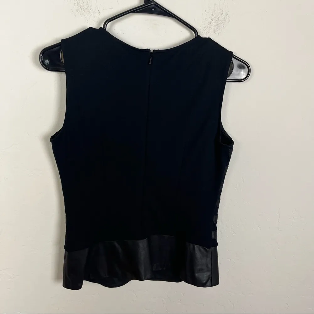 Theory Black Stripe Goat Leather Tank Top - Image 7