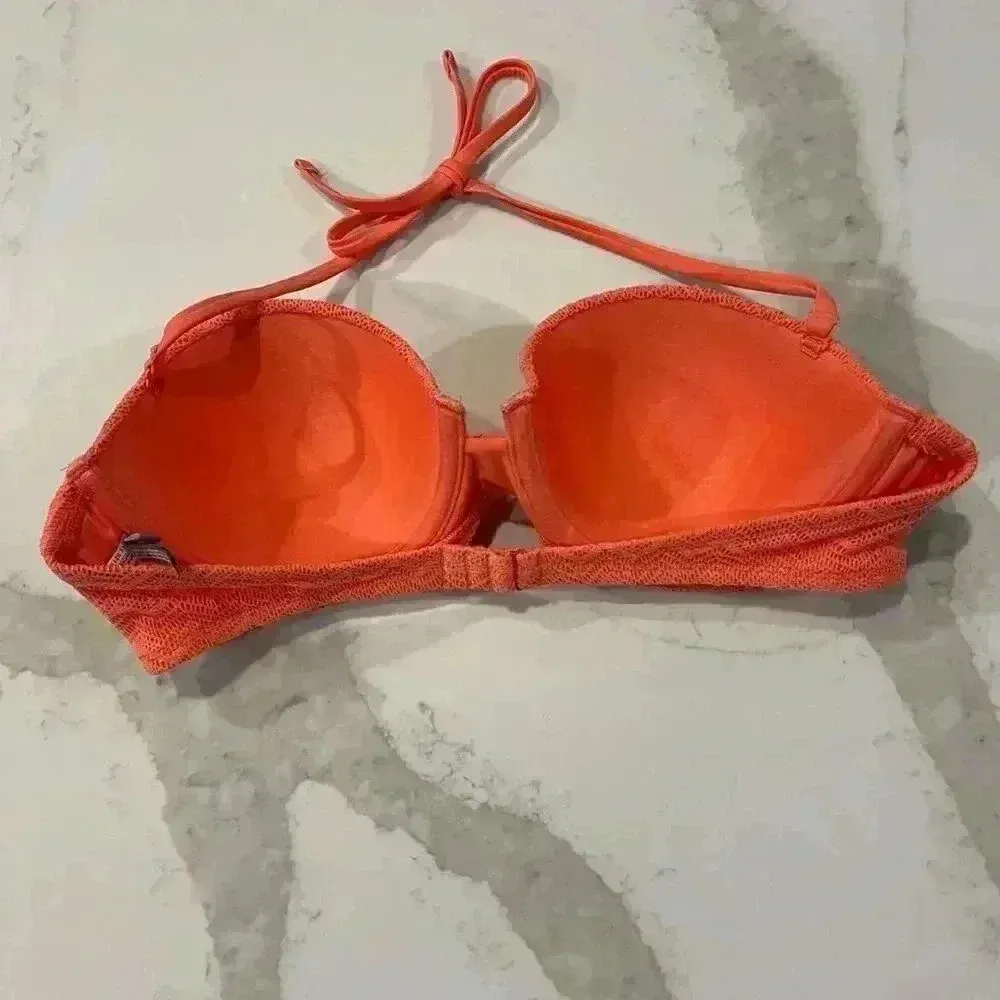 Aerie Audrey Padded Push Up Underwire Bandeau Swim Bikini Top Crochet Womens 36C - Image 3