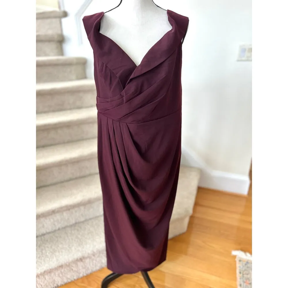 NWT City Chic Rippled Love Oxblood Burgundy Ruched Midi Sheath Dress - Image 2