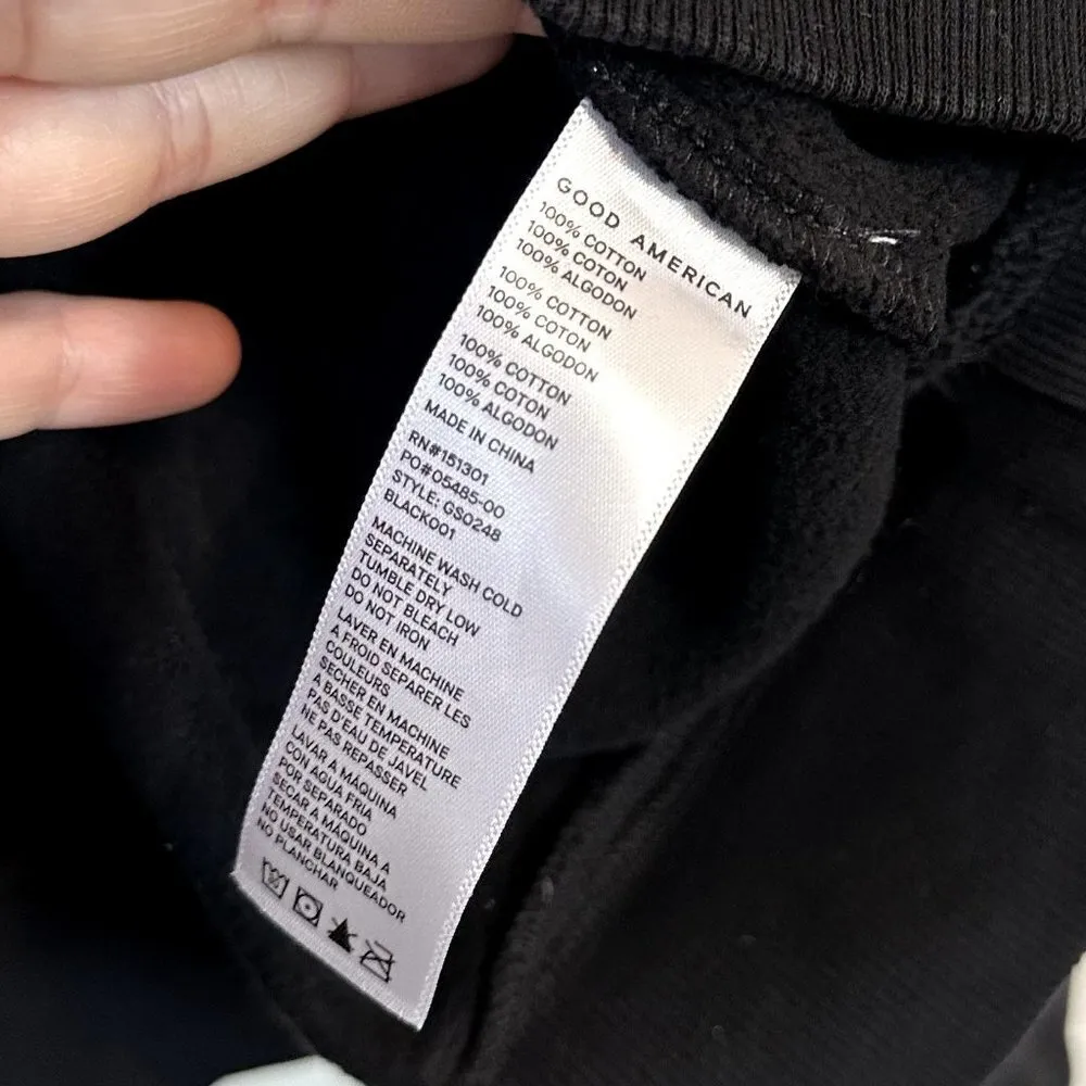 NWT Good American Black Cropped Crewneck Sweatshirt - Size 5 (XXL) - Image 7