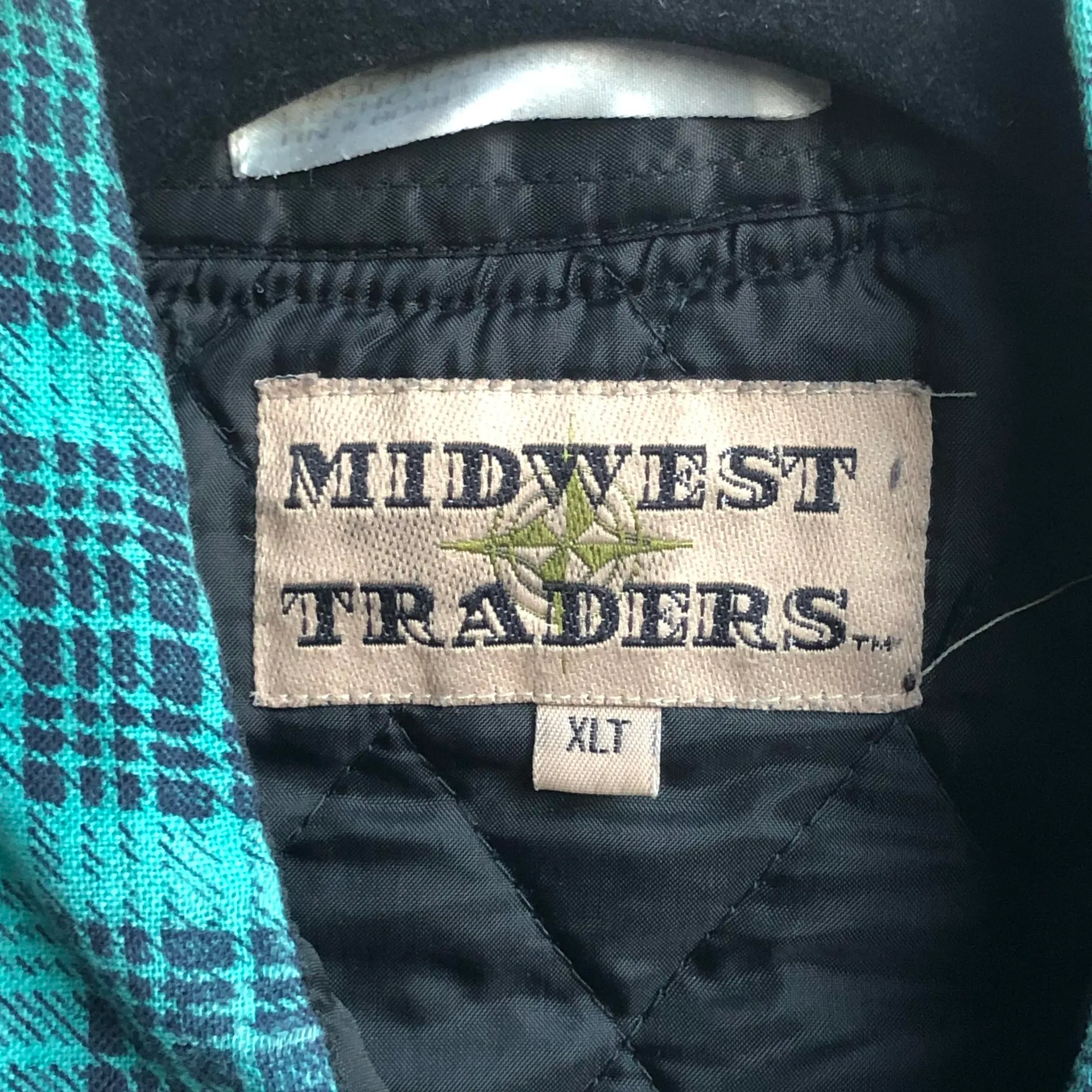 VINTAGE TURQUOISE PLAID FLANNEL JACKET BUTTON UP LINED INSULATED Blue Size XL - Image 7