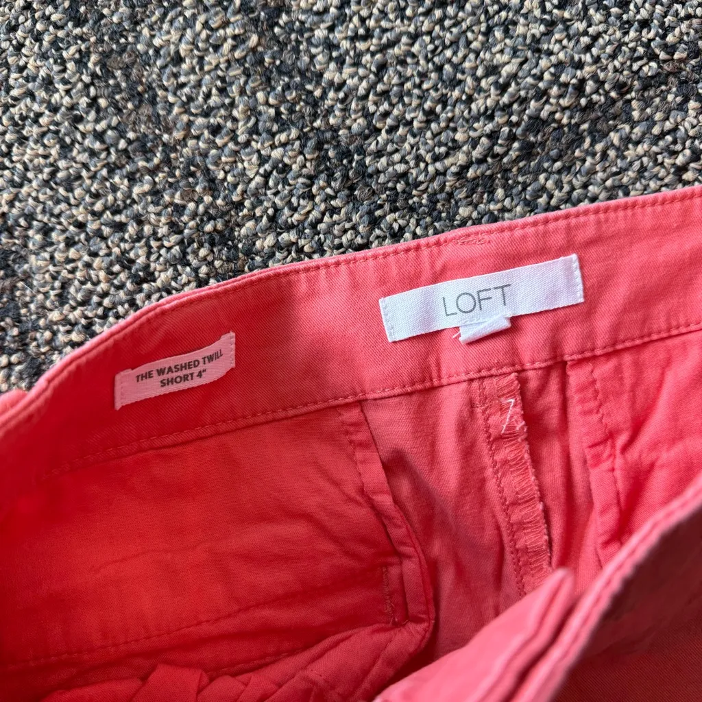 LOFT Coral Chino The Washed Twill 4” chino shorts - Image 2