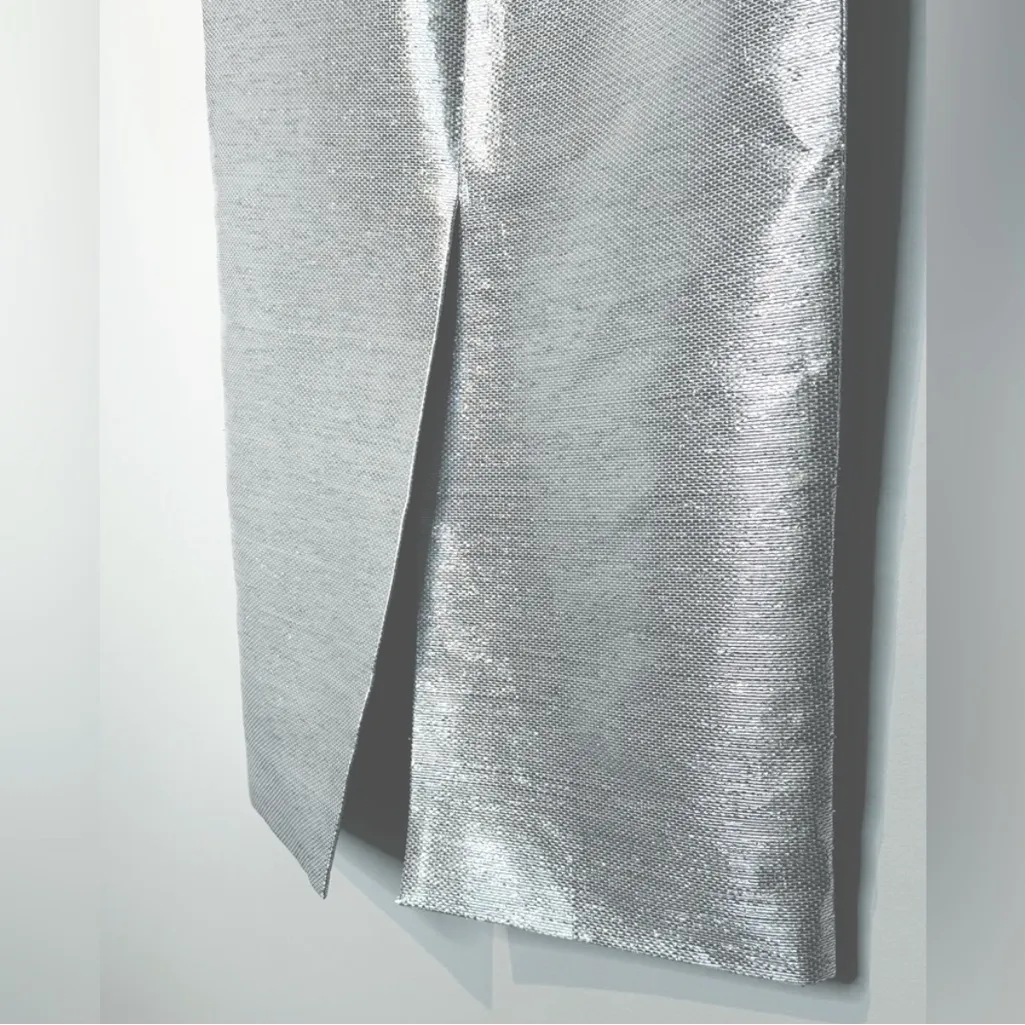 Brandon Maxwell Silver Metallic Foil Runway Spring Maxi Skirt Size 10 NWT - Image 9
