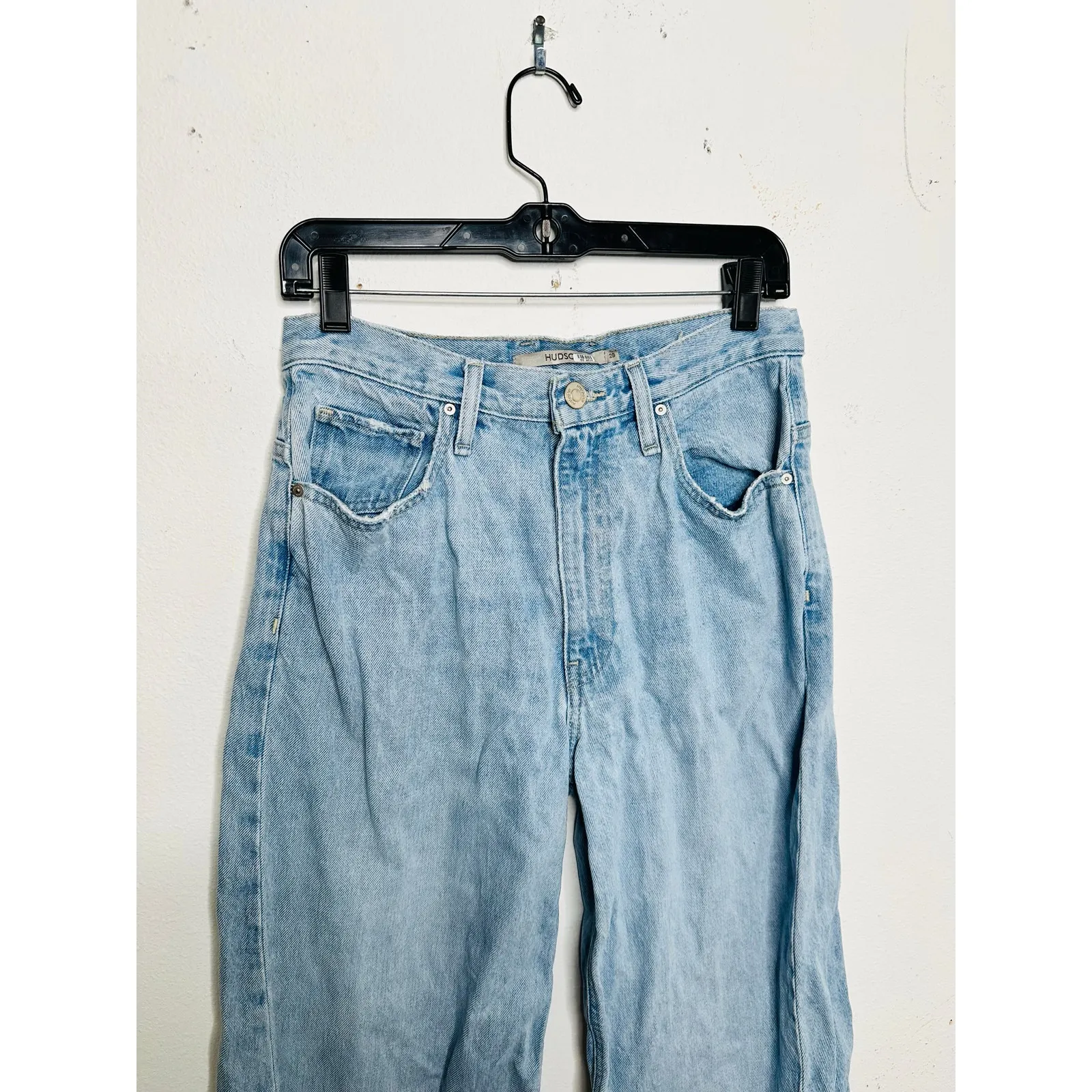 HUDSON Women's Blue Cotton Blend James High-Rise Wide Leg Jeans Size 28 - Image 6