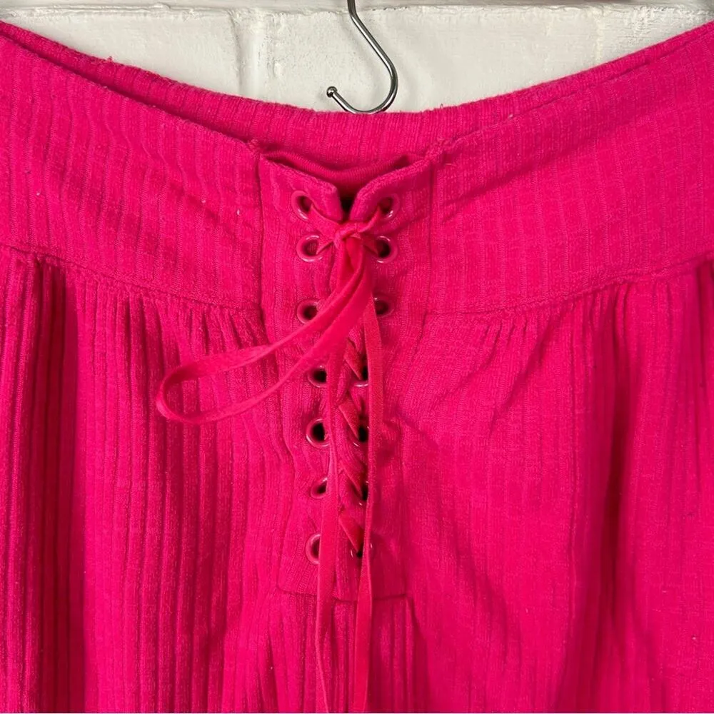 Free People Movement Can’t Handle This Pink Ribbed Lace Up Shorts Size S - Image 8