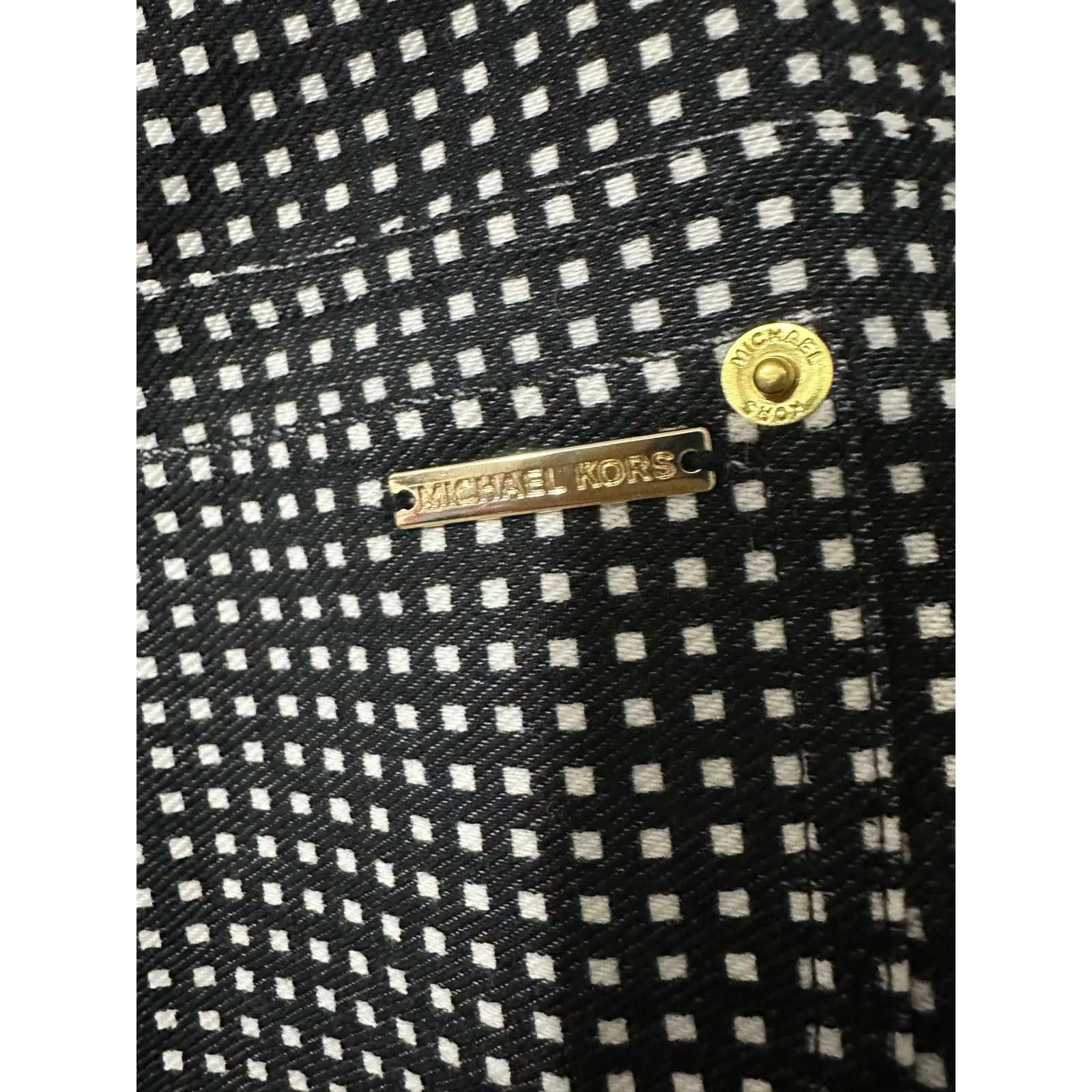 Michael Kors Womens Black White Gingham Print Stretch Pants Size XL - Image 4