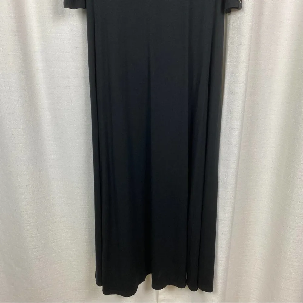 Soft Surroundings Black 3/4 Sleeve Jersey Knit Maxi Dress Sz.M - Image 10