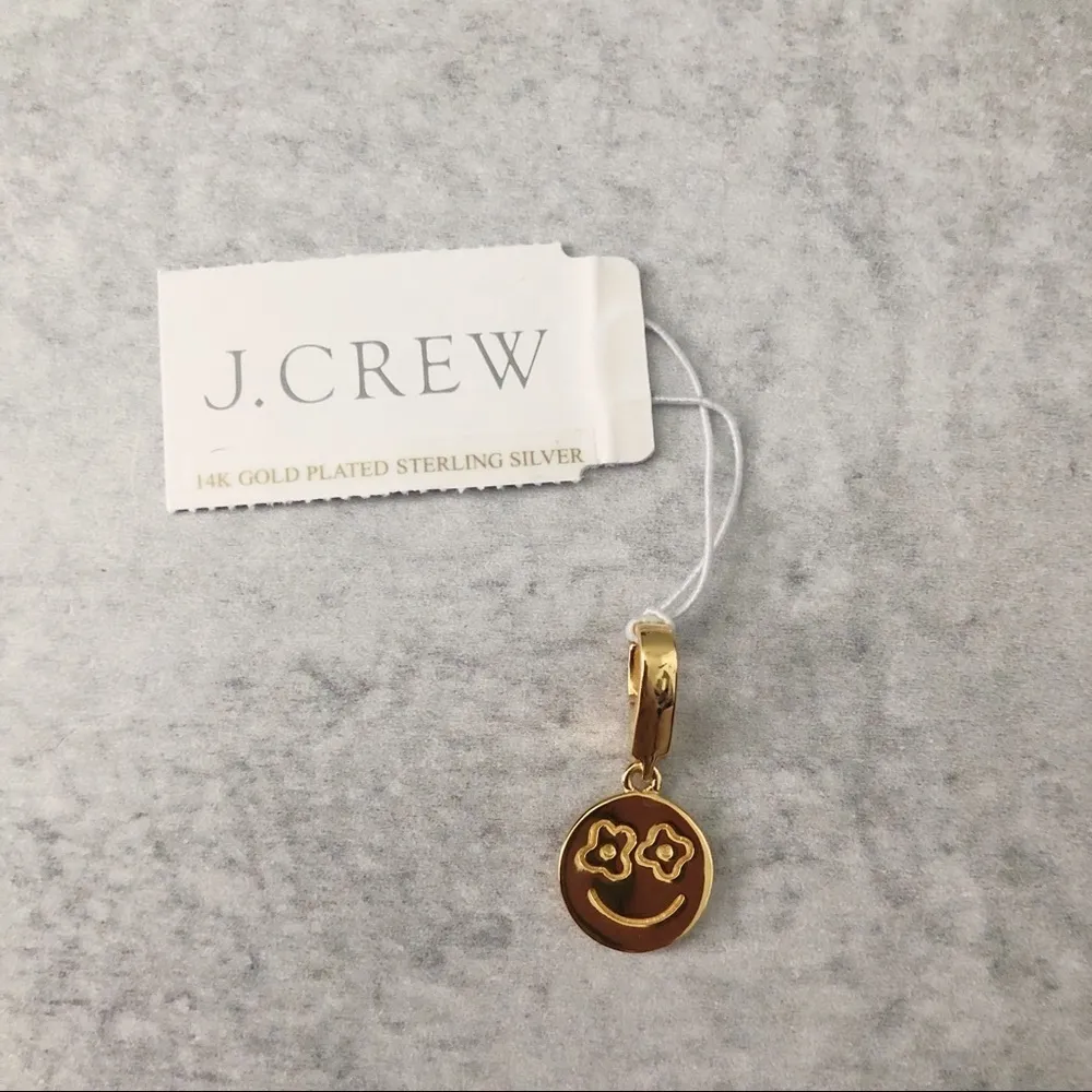 J. Crew Demi Fine 14K Gold Plated Smiley Face Charm NEW - Image 2