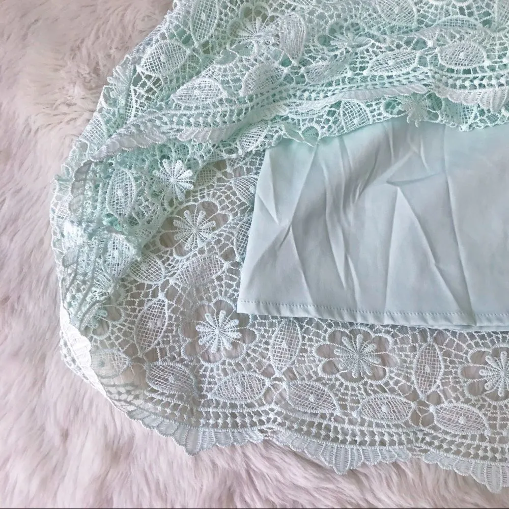 GIANNI BINI Mint Green Lace Midi Dress Cocktail Spaghetti‎ Strap Size 2 New - Image 9