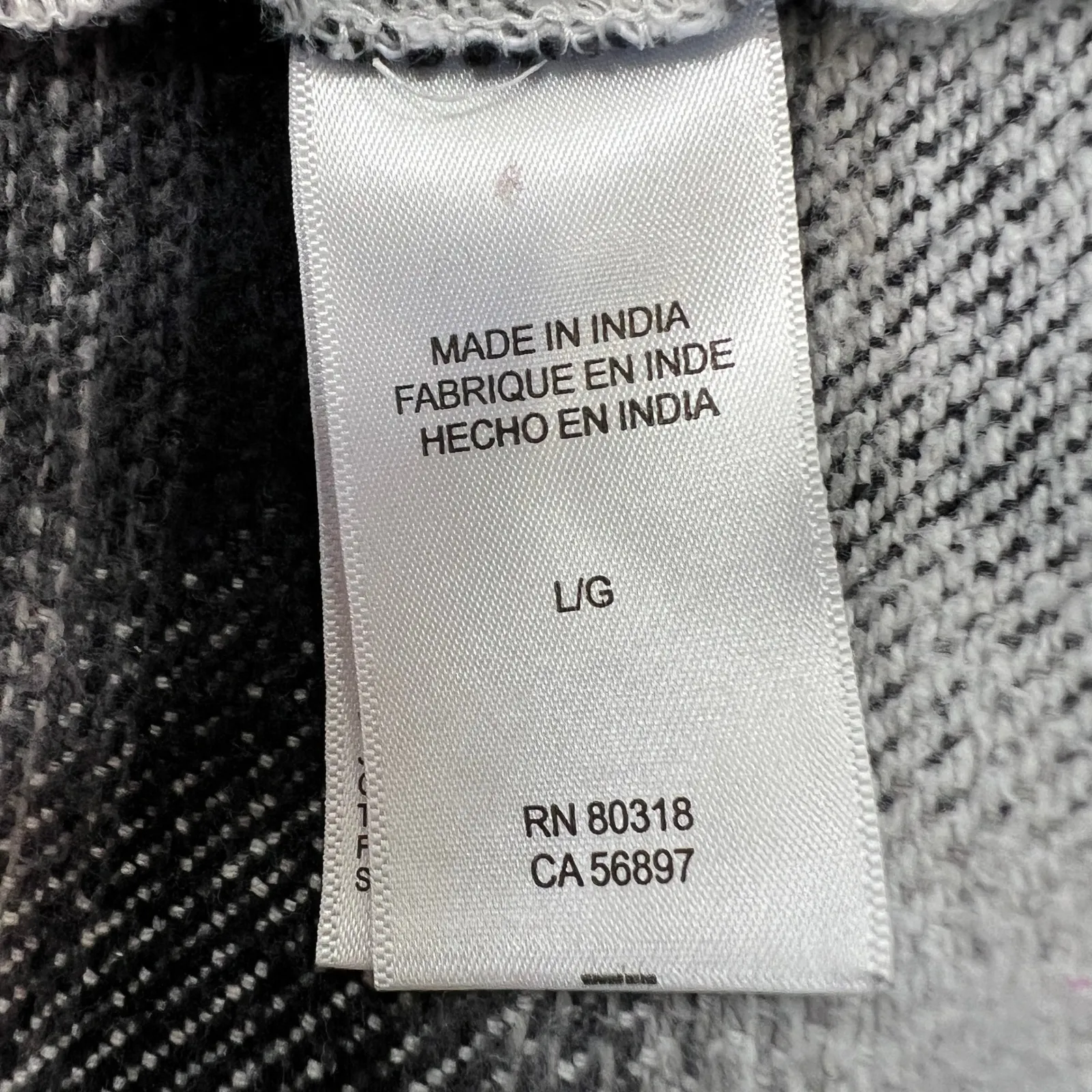 Lucky Brand Plaid‎ Shirt Jacket Cotton Button Front Shacket Black White Large - Image 4