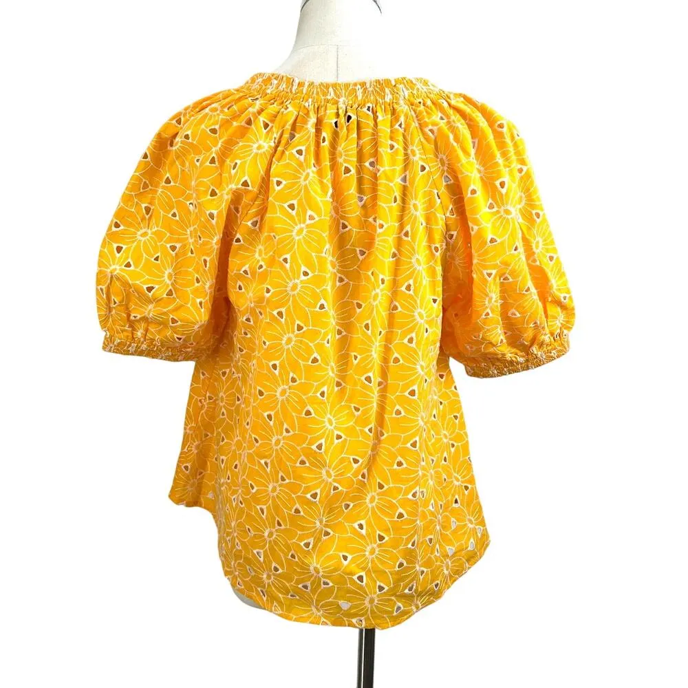 Never A Wallflower Marakesh Floral Eyelet Top Orange Size XS - Image 7