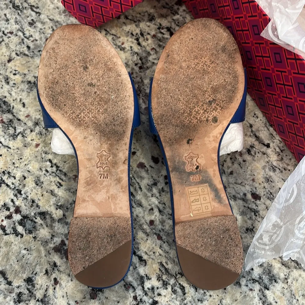 Tory Burch Neptune pineapple flat all leather slide sandals - Image 5