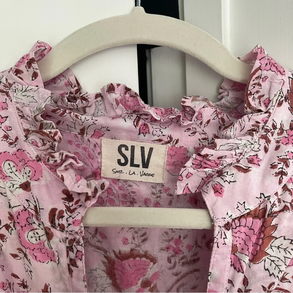 SLV Sur La Vague Classic Floral Puff Sleeve Pink Blouse Size undefined - Image 2