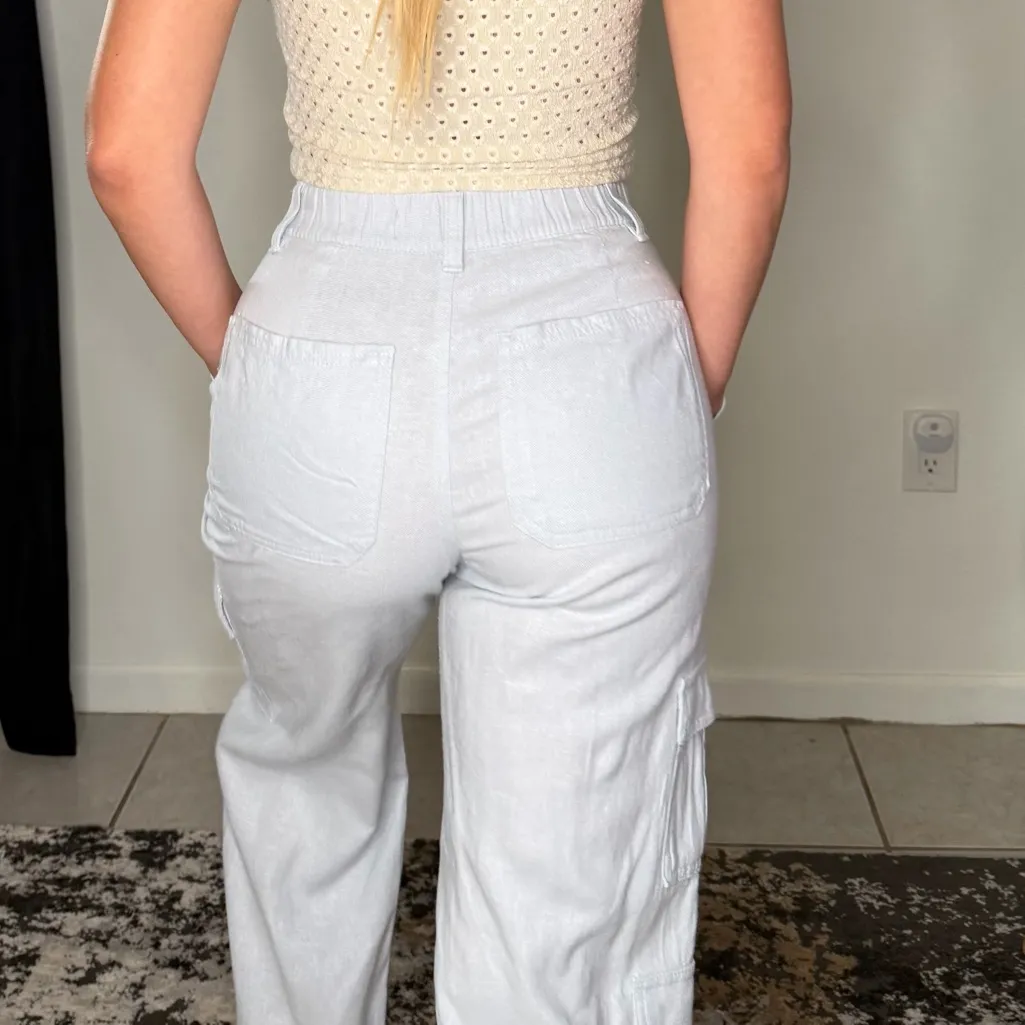 Hollister Light Blue Linen Trousers - Image 5