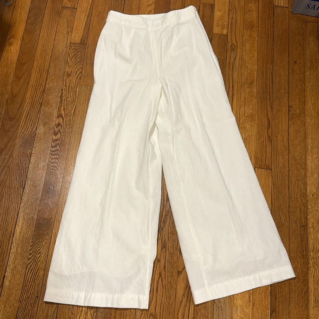 Cleobella Valentina 100% organic cotton Wide Leg cream ivory trouser pant S - Image 2