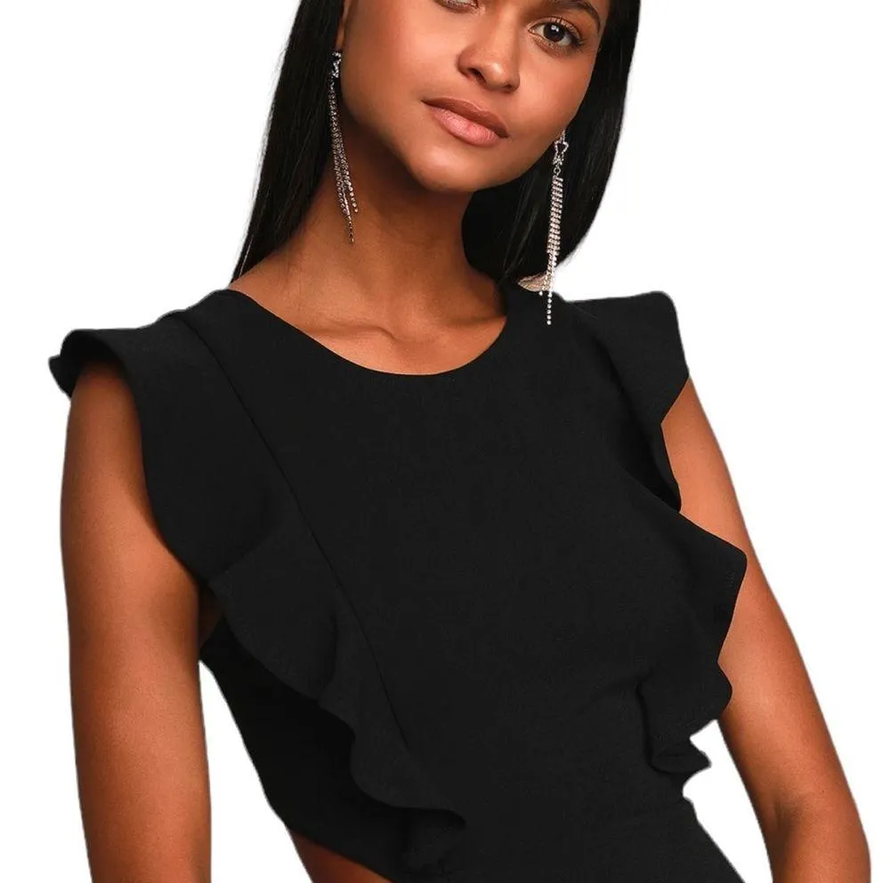 Positively Beaming Black Backless Ruffled Mini Dress. NWT!!! - Image 4