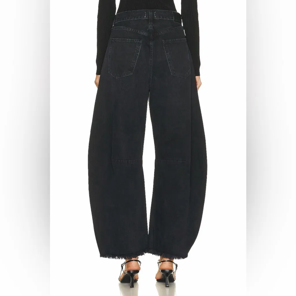 Citizens of Humanity Horseshoe Denim Black Barrel Jean Cropped Organic Cotton 30 - Image 3
