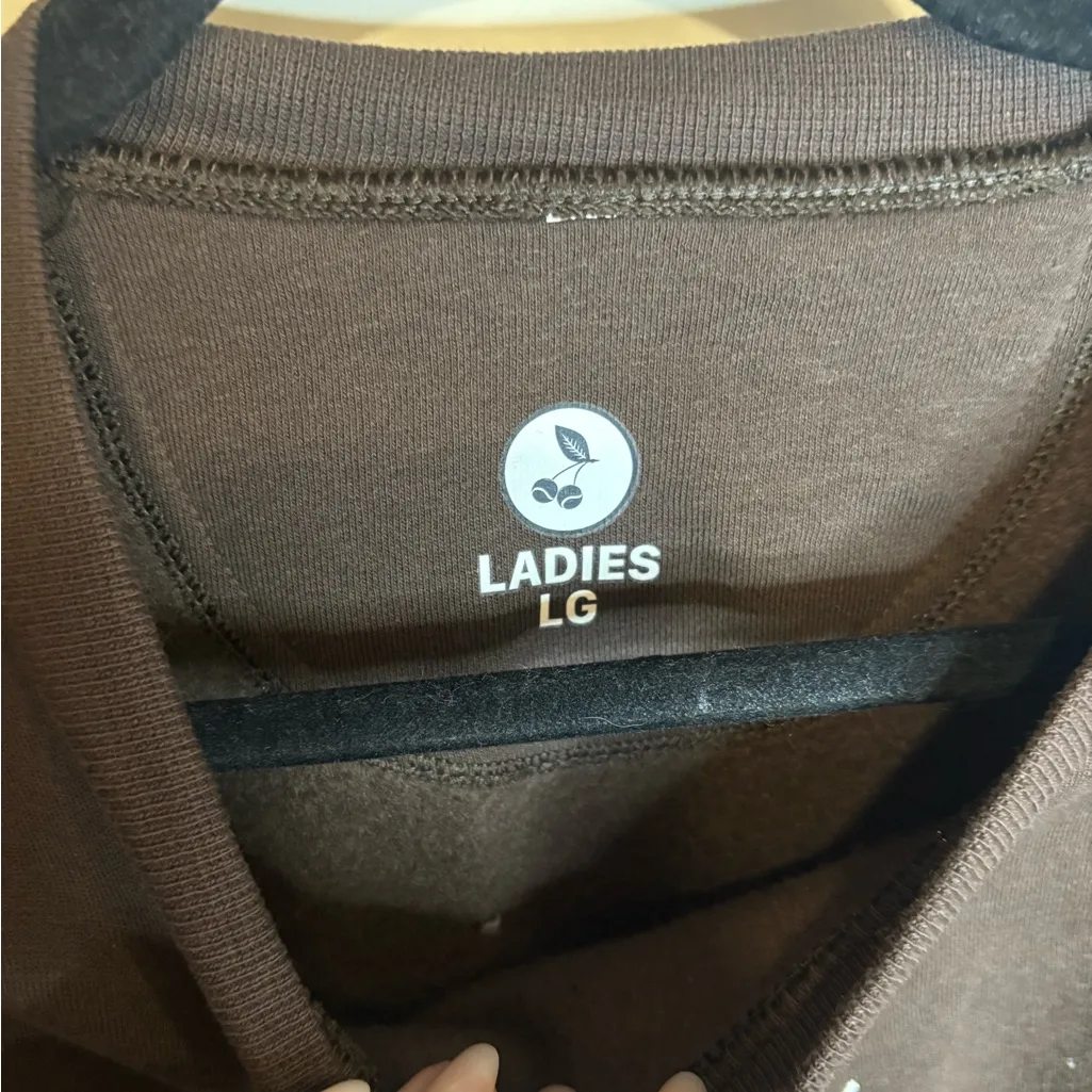 Cherry Tennis Brown Crewneck Sweatshirt Size L - Image 3