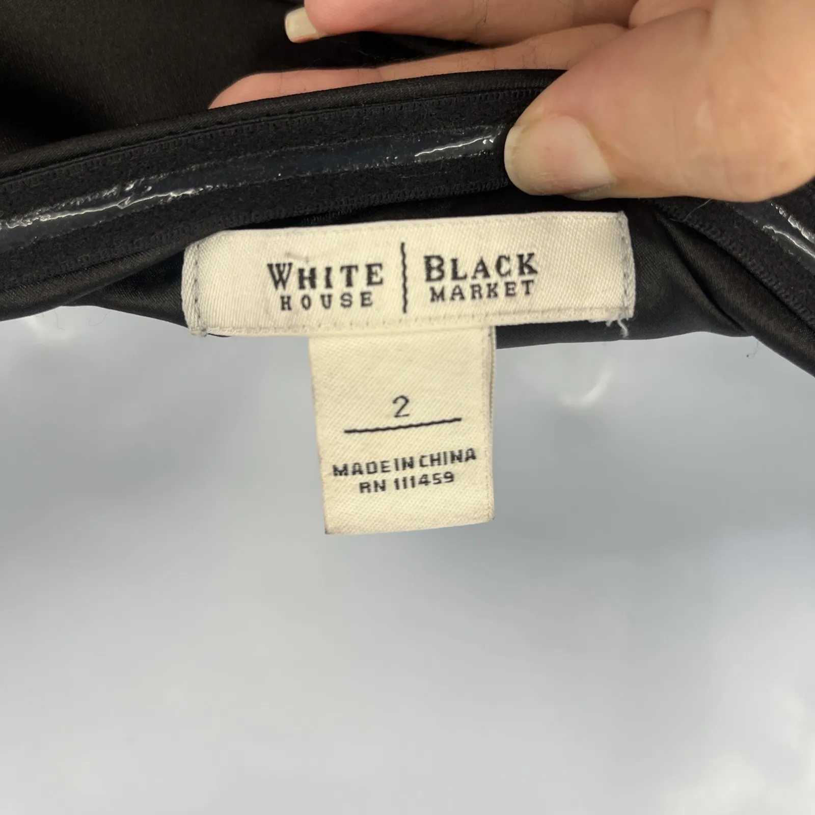 WHBM Strapless Bubble Hem Dress Sz 2 Black Hoco Holiday Satin Pleats Cocktail - Image 10