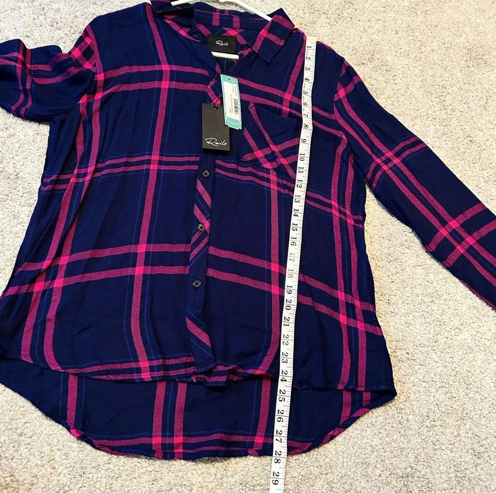 Rails  Hunter Plaid Shirt in Navy/Lipstick, large NWT - Image 7
