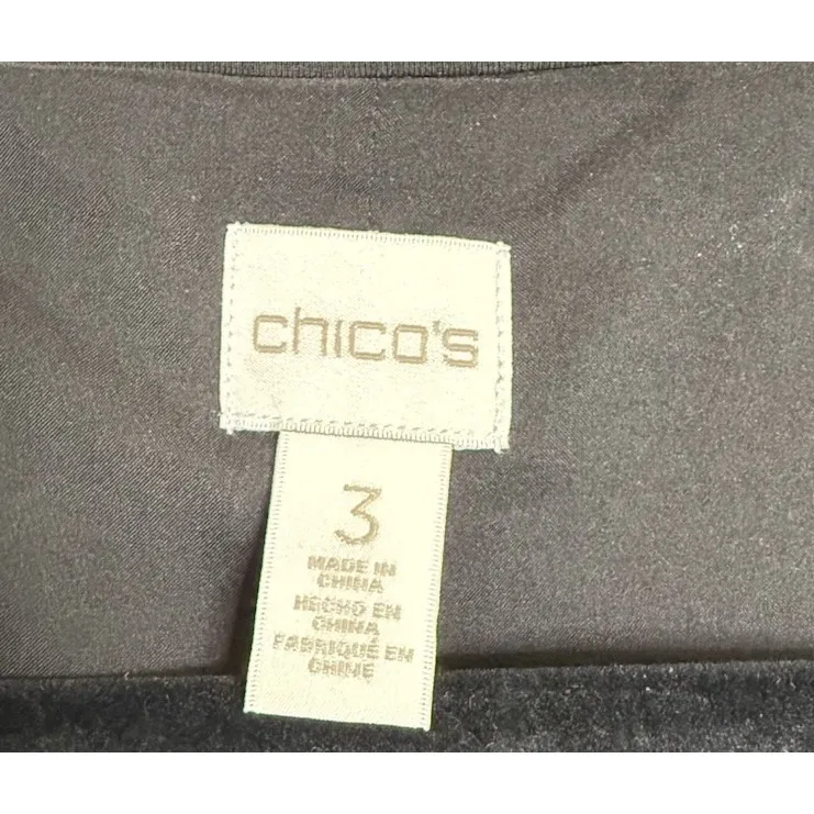 Chicos 3‎ US XL Womens Black Striped Blazer Jacket Button Up Top Career Preppy - Image 3