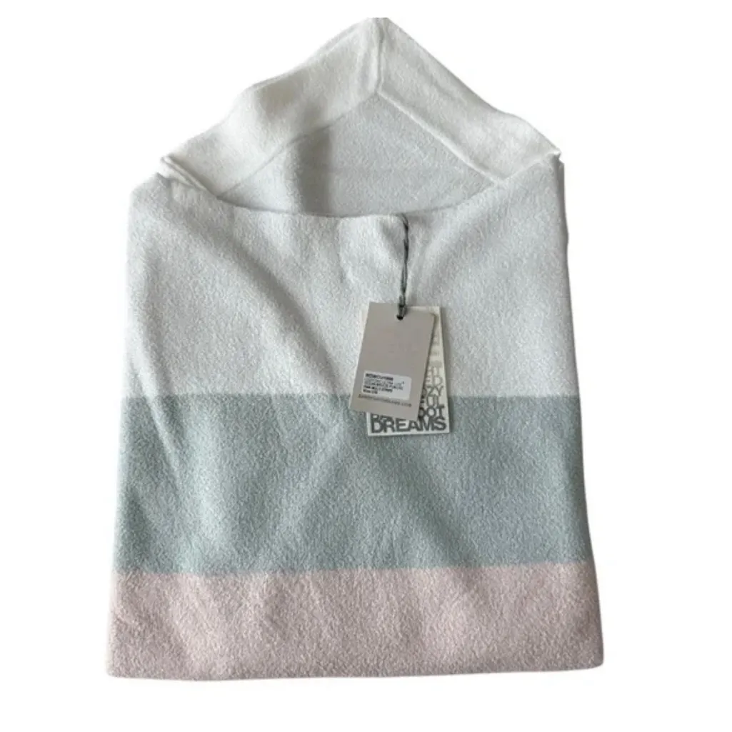 Barefoot Dreams CozyChic Ultra Lite Ocean Breeze Poncho Pink Multi Stripe - Image 3