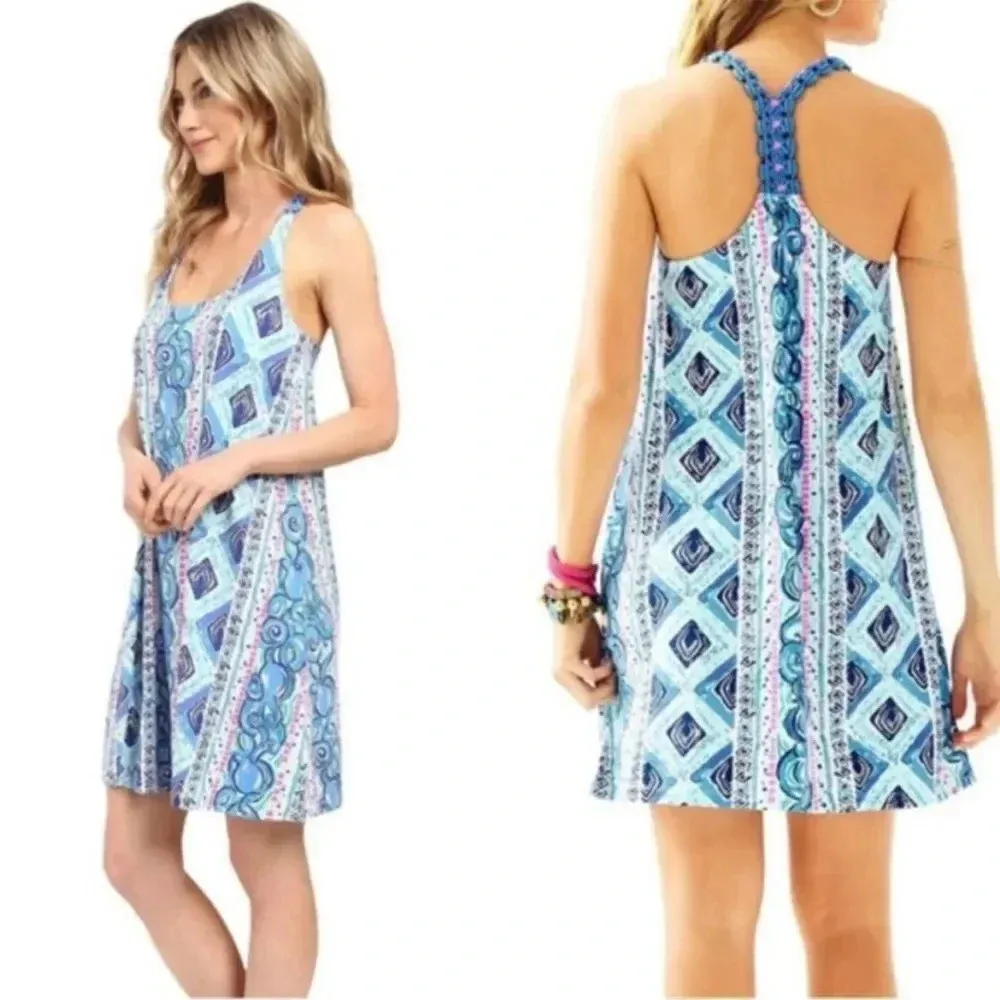 Lilly Pulitzer Lydia Dress Bay Blue Fine Line Dress Small - Image 3