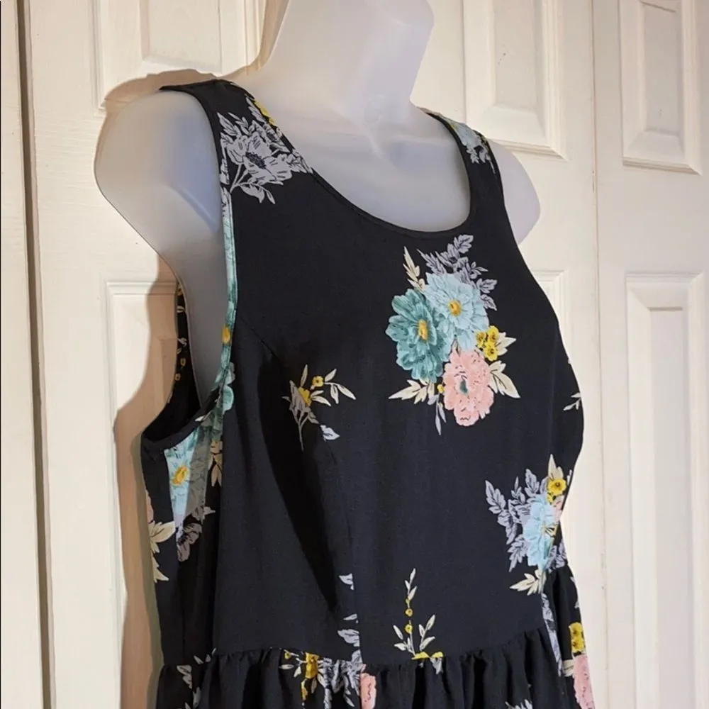 Torrid Black Floral Midi Sleeveless Dress Layered Skirt 14 - Image 6