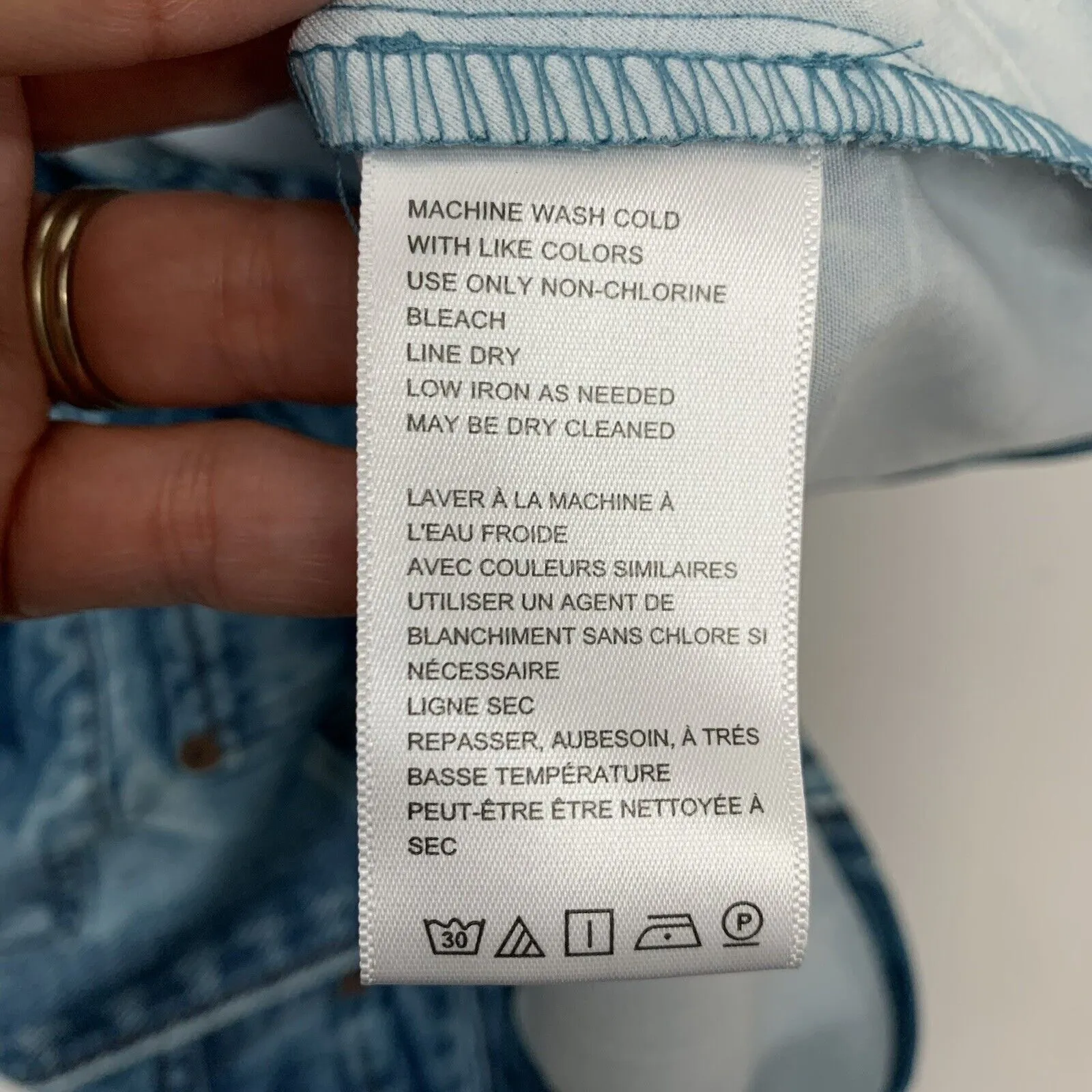 Urban Outfitters Sz S Dress UO Mallory Cowl Neck Slip Denim Jeans Print Women’s - Image 7