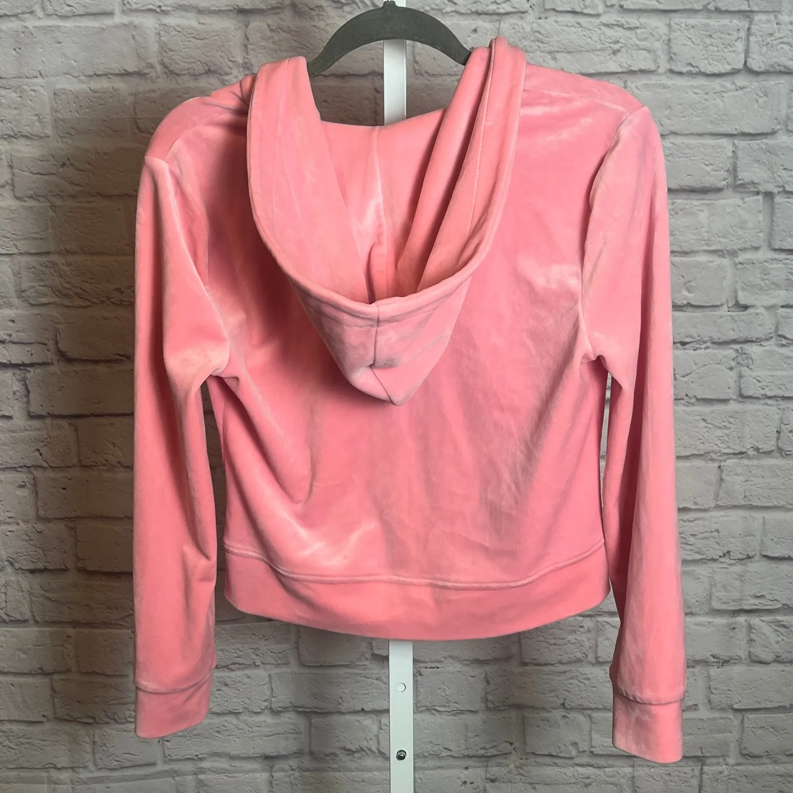 Juicy Couture Women's M Pink Velour Zip Hoodie 95/5 Stretch Y2K Retro - Image 2