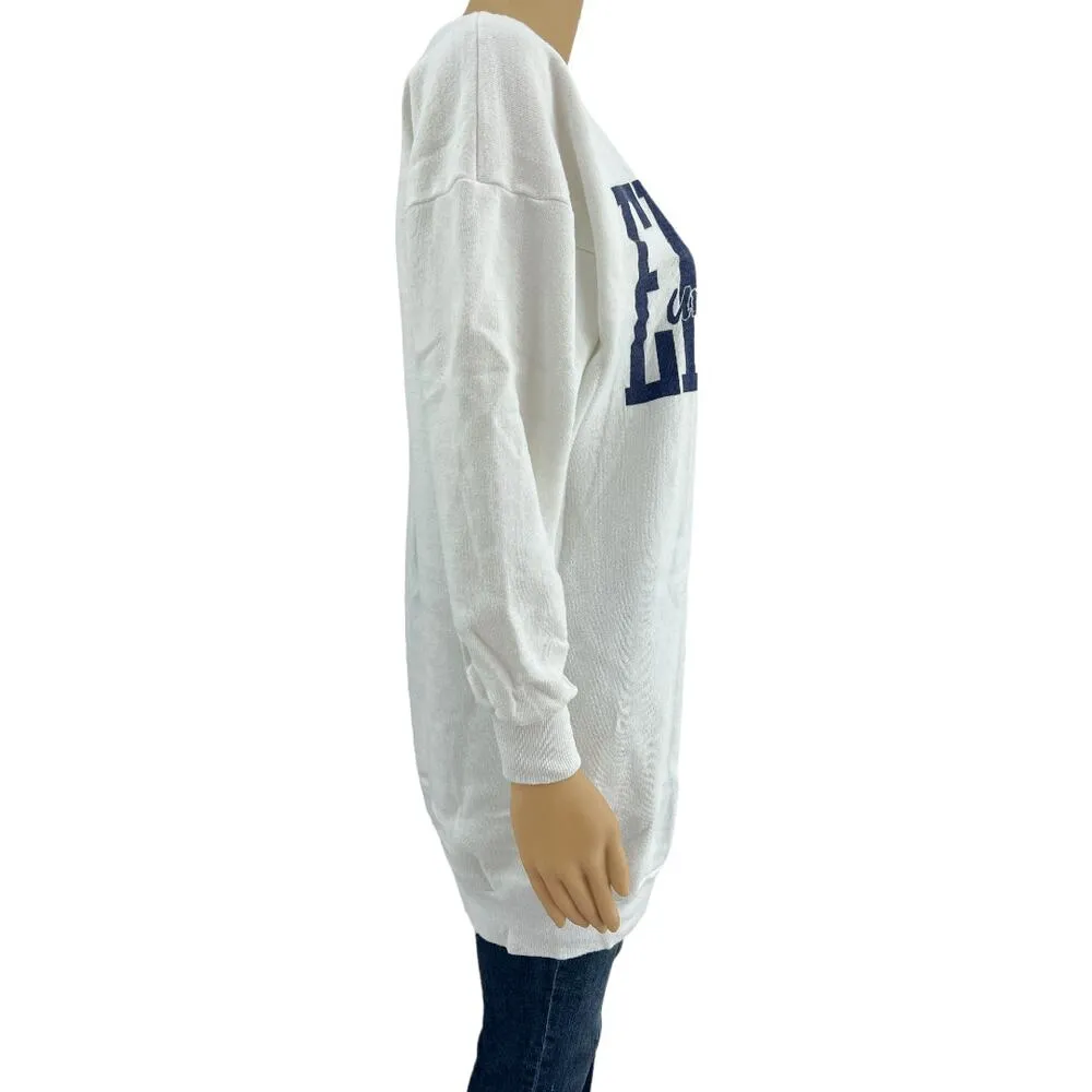 American VINTAGE England UK Crewneck Sweatshirt White LARGE UNISEX Single Stitch - Image 3