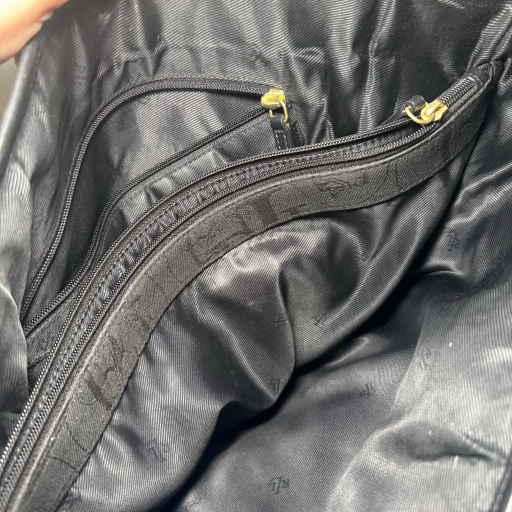 Women's Ralph Lauren Graphic Leather & Canvas‎ Tote Designer Bag Black - Image 4