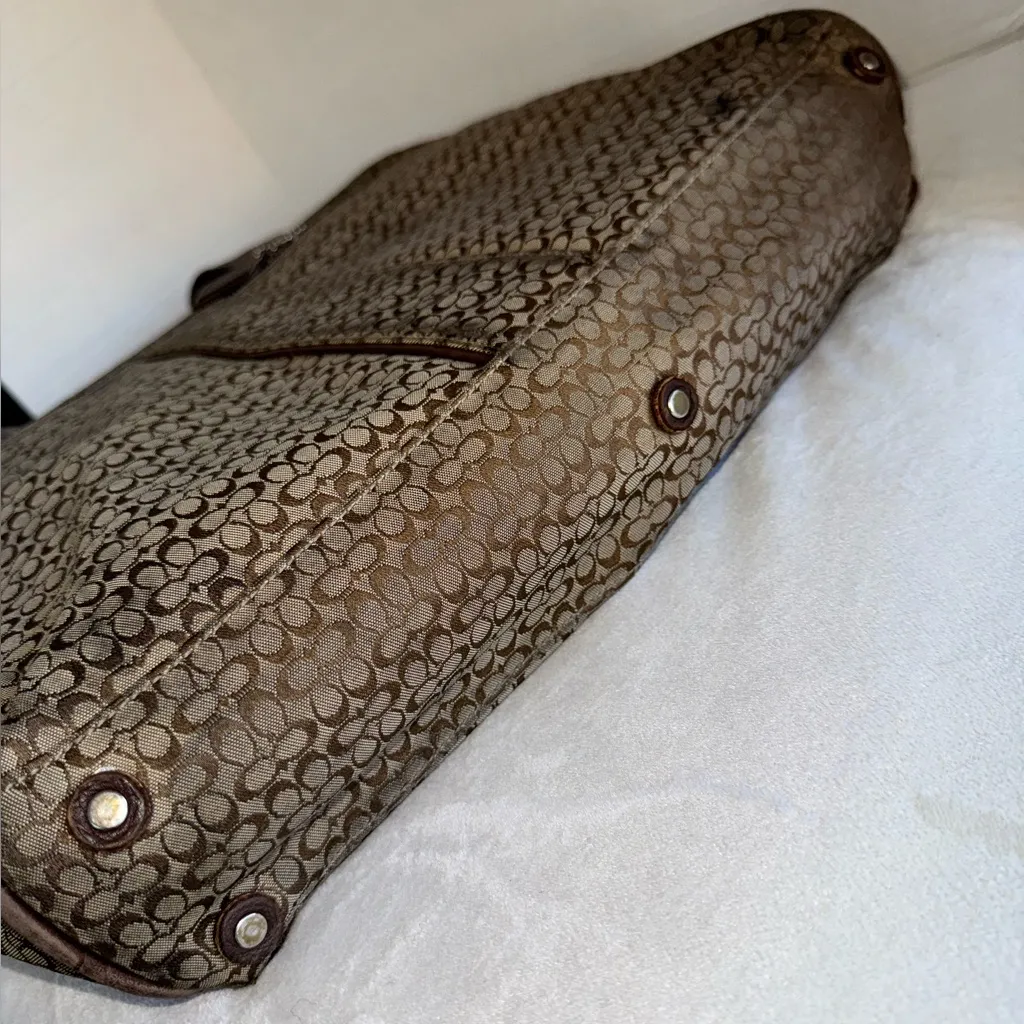 Coach Vintage #F70058 Hudson C Signature Commuter Briefcase Brown Tan Bag Unisex - Image 4