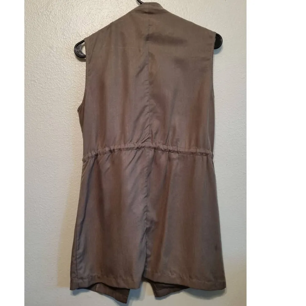 DREW Olive Army Green Tencel Zippered Utility Tunic Sleeveless Vest Size XS - Image 2