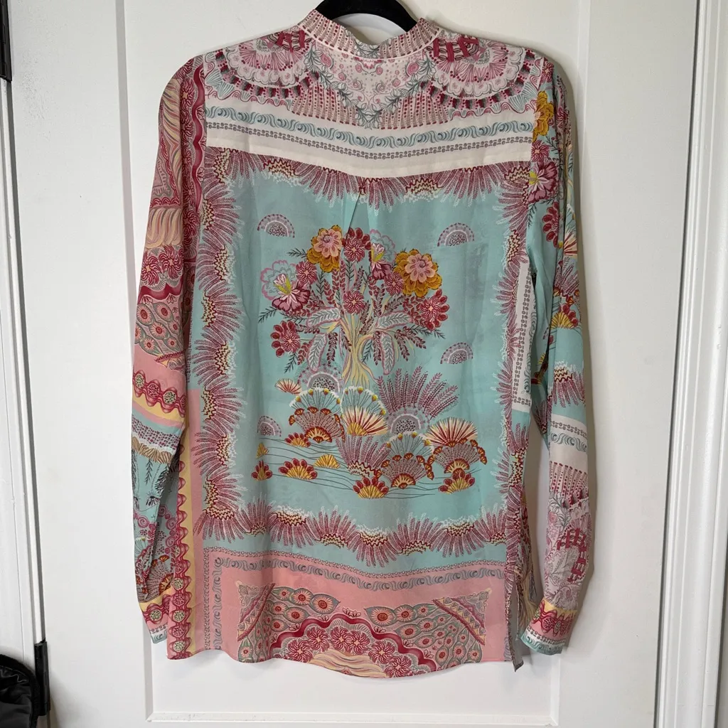 HALE BOB S ADELE SILK CREPE DE CHINE BLOUSE 1YAZ2076 TEAL - medium - Image 8